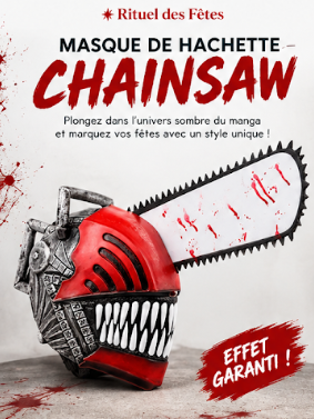 Casque en latex Chainsaw Man, tête entière