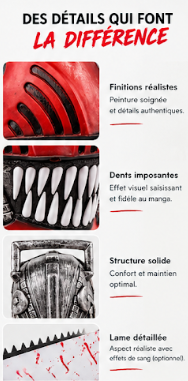 Casque en latex Chainsaw Man, tête entière