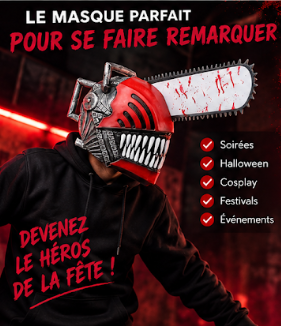Casque en latex Chainsaw Man, tête entière
