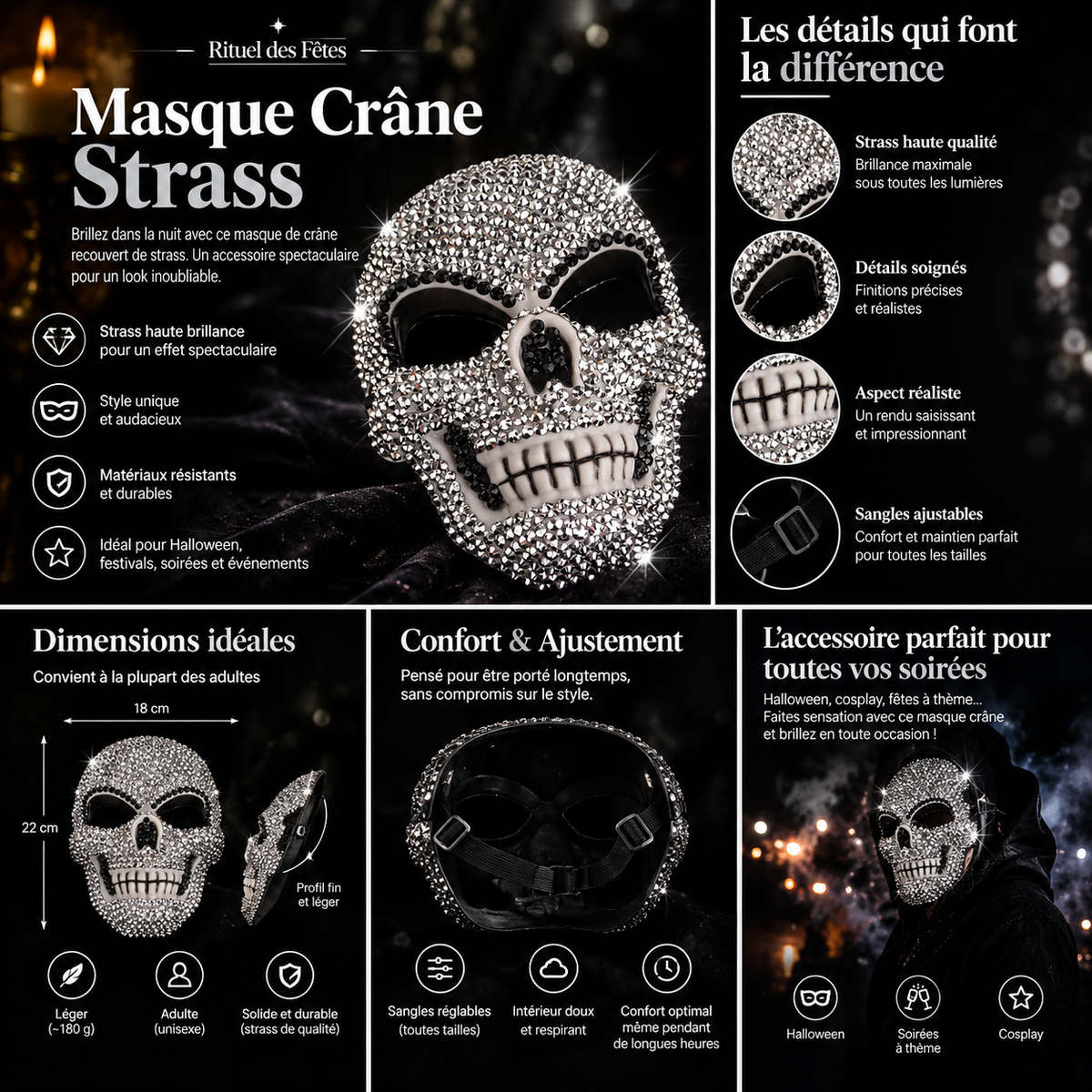 Masque de fantôme d'horreur pour Halloween et le Carnaval
