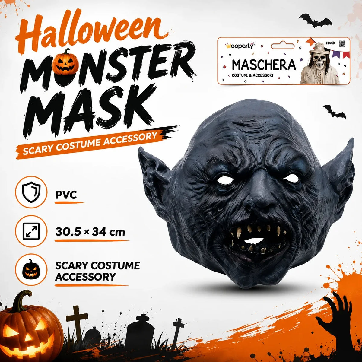 Masque de monstre effrayant pour Halloween WOOPARTY 30