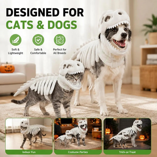 Costume amusant de squelette de dinosaure en peluche pour Halloween