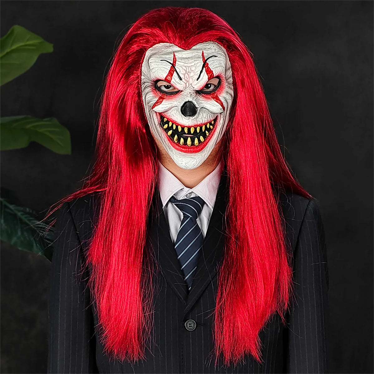 Masque de Clown aux Cheveux Roux Peint à la Main Qualité…