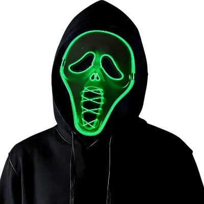 Masque LED d'Halloween Ghost Scream Lumineux Effrayant 3 Modes