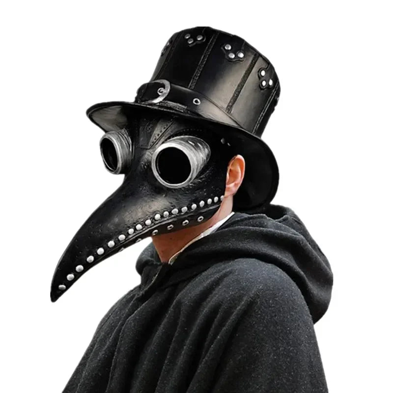 Masque de docteur de la peste à long bec noir en latex