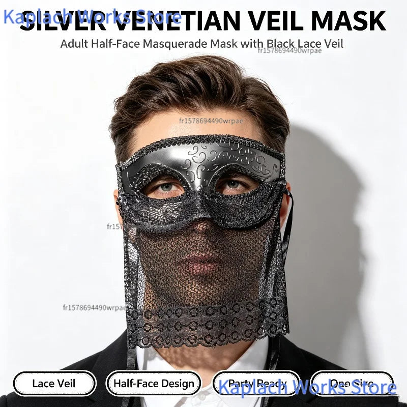 Masque chantant en voile de Venise pour homme