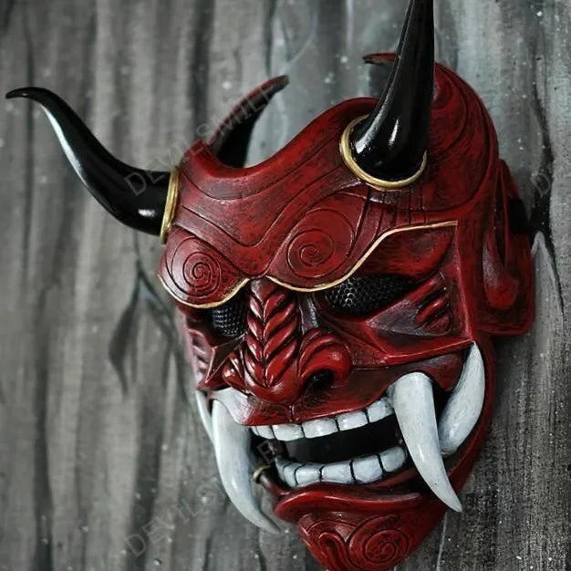 Masque traditionnel japonais en résine de démon Hannya